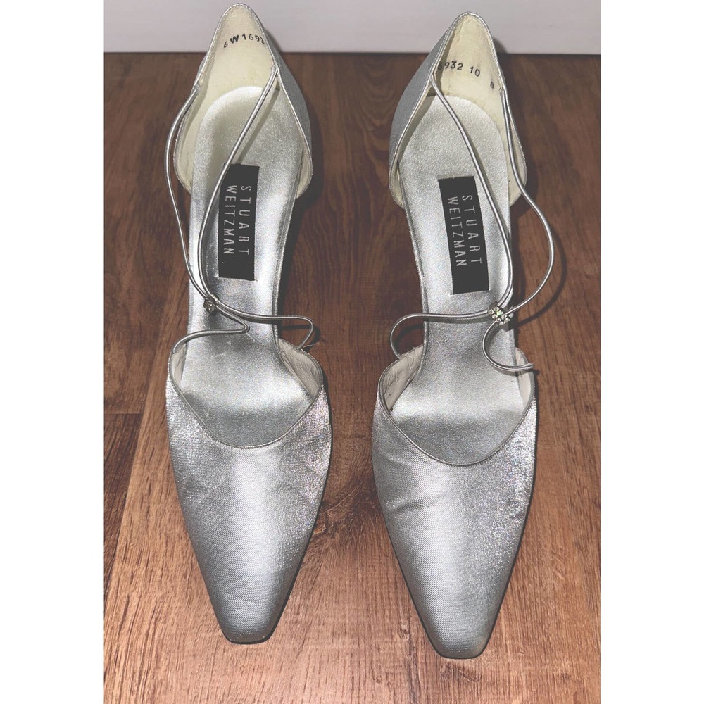 STUART WEITZMAN size: 10 Women's shoes VINTAGE Silver Metallic 3 Inch Heel